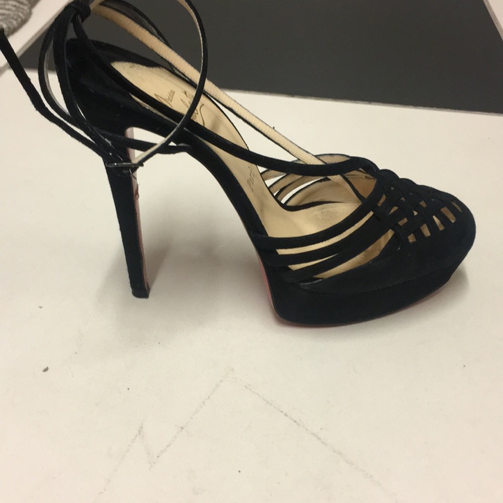 Christian Louboutin black suede platform heels